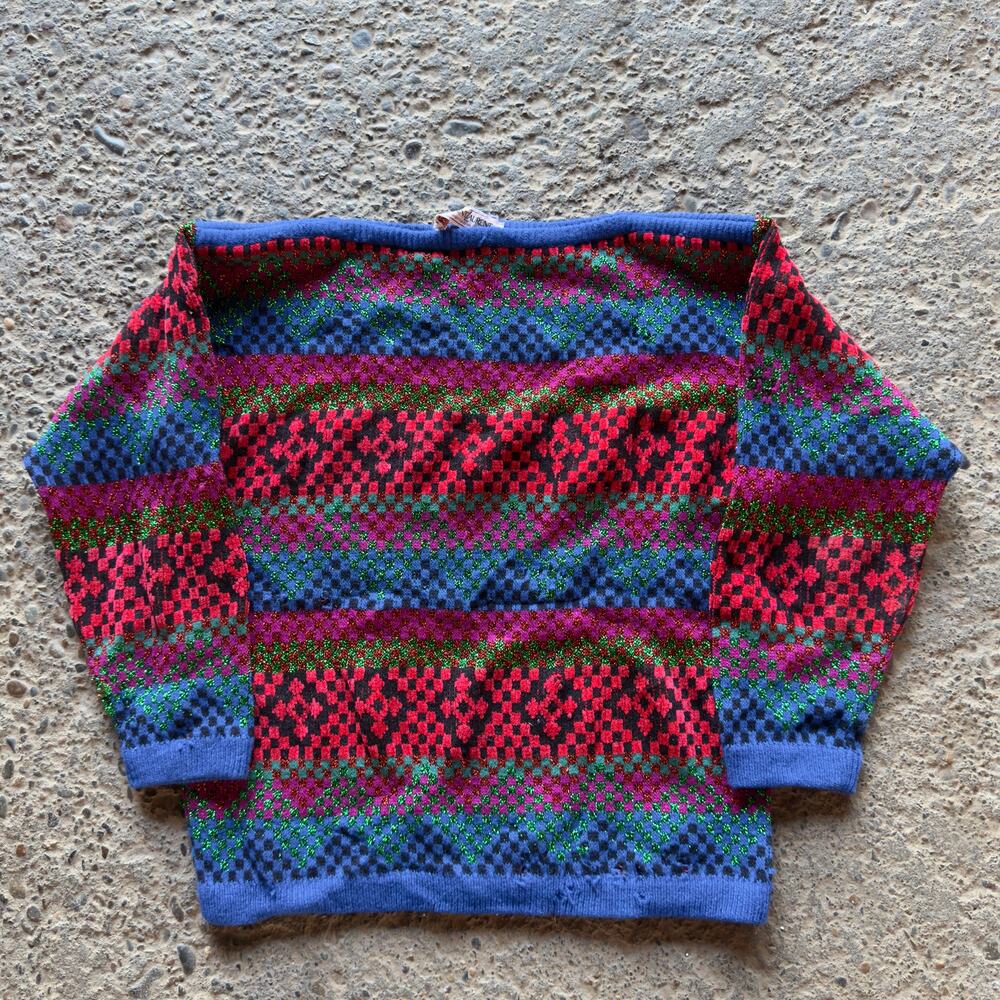 Vtg Yves Saint Laurent YSL Striped Wool Sweater 38 S Grandpa Core Lux Geometric